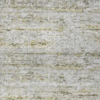 10' X 14' Taupe Ivory And Green Striped Washable Indoor Outdoor Area Rug