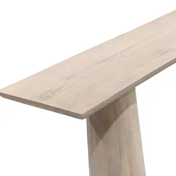 72" Natural Solid Wood Distressed Double Pedestal Console Table