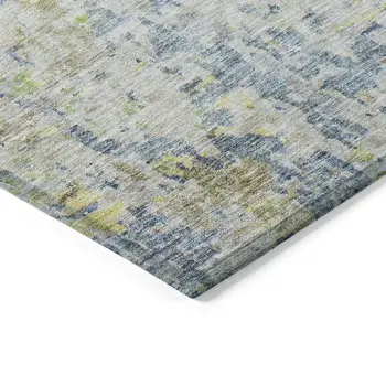 3' X 5' Blue Gray And Green Abstract Washable Indoor Outdoor Area Rug