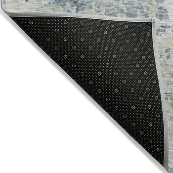 5' X 8' Blue Gray And Green Abstract Washable Indoor Outdoor Area Rug