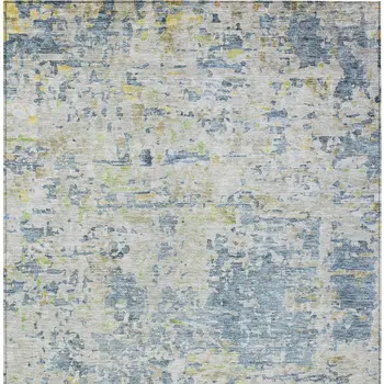 8' X 10' Blue Gray And Green Abstract Washable Indoor Outdoor Area Rug
