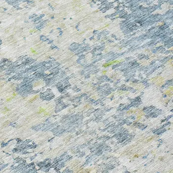 8' X 10' Blue Gray And Green Abstract Washable Indoor Outdoor Area Rug