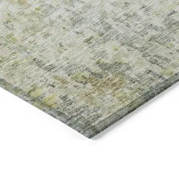 8' Sage Charcoal And Ivory Round Abstract Washable Indoor Outdoor Area Rug