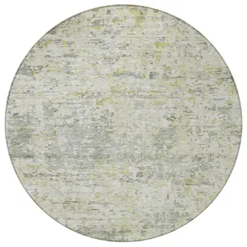 8' Sage Charcoal And Ivory Round Abstract Washable Indoor Outdoor Area Rug