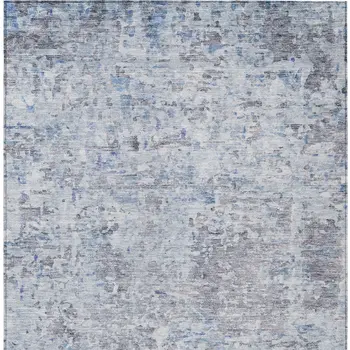 3' X 5' Sky Blue Charcoal And Ivory Abstract Washable Indoor Outdoor Area Rug