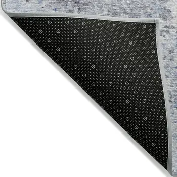3' X 5' Sky Blue Charcoal And Ivory Abstract Washable Indoor Outdoor Area Rug