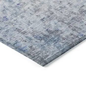 3' X 5' Sky Blue Charcoal And Ivory Abstract Washable Indoor Outdoor Area Rug