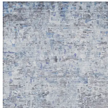 3' X 5' Sky Blue Charcoal And Ivory Abstract Washable Indoor Outdoor Area Rug