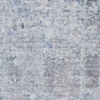 5' X 8' Sky Blue Charcoal And Ivory Abstract Washable Indoor Outdoor Area Rug