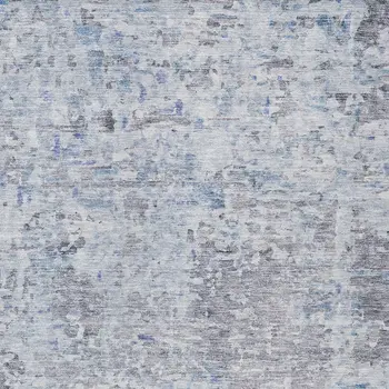 8' X 10' Sky Blue Charcoal And Ivory Abstract Washable Indoor Outdoor Area Rug