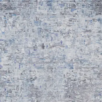 10' X 14' Sky Blue Charcoal And Ivory Abstract Washable Indoor Outdoor Area Rug