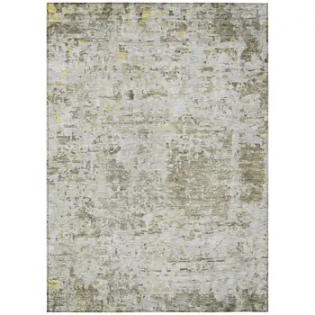3' X 5' Taupe Light Yellow And Ivory Abstract Washable Indoor Outdoor Area Rug