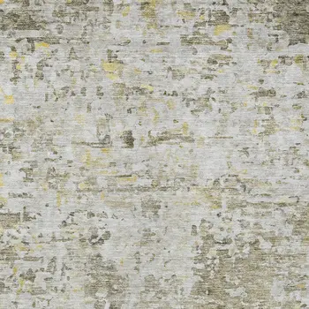 3' X 5' Taupe Light Yellow And Ivory Abstract Washable Indoor Outdoor Area Rug