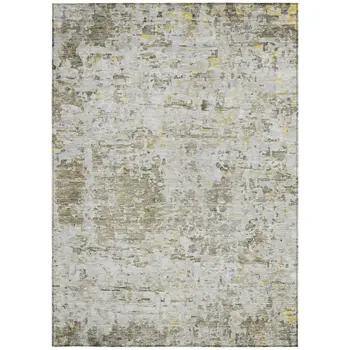 10' X 14' Taupe Light Yellow And Ivory Abstract Washable Indoor Outdoor Area Rug