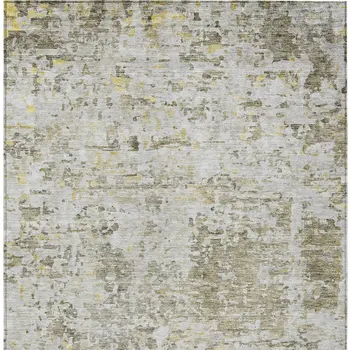 10' X 14' Taupe Light Yellow And Ivory Abstract Washable Indoor Outdoor Area Rug