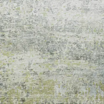 3' X 5' Artichoke Green Gray And Ivory Abstract Washable Indoor Outdoor Area Rug