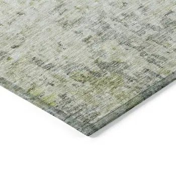 8' X 10' Artichoke Green Gray And Ivory Abstract Washable Indoor Outdoor Area Rug