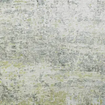 8' X 10' Artichoke Green Gray And Ivory Abstract Washable Indoor Outdoor Area Rug