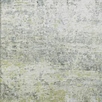 9' X 12' Artichoke Green Gray And Ivory Abstract Washable Indoor Outdoor Area Rug