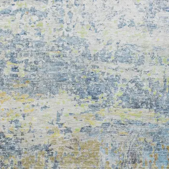 5' X 8' Blue Green And Ivory Abstract Washable Indoor Outdoor Area Rug
