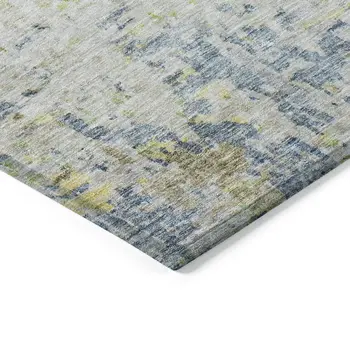 10' X 14' Blue Green And Ivory Abstract Washable Indoor Outdoor Area Rug