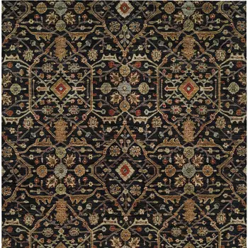 3' X 5' Black Brown And Red Floral Washable Indoor Outdoor Area Rug