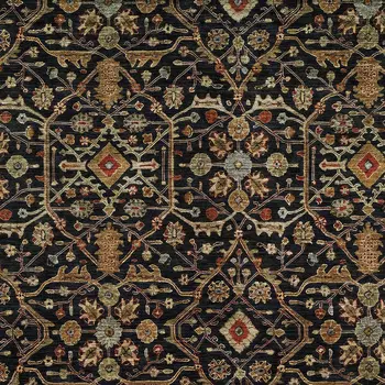 3' X 5' Black Brown And Red Floral Washable Indoor Outdoor Area Rug