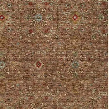 8' X 10' Brown Red And Green Floral Washable Indoor Outdoor Area Rug
