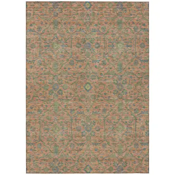 3' X 5' Coral And Teal Blue Floral Washable Indoor Outdoor Area Rug