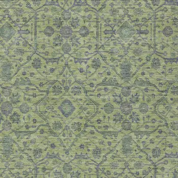 3' X 5' Lime Green And Gray Floral Washable Indoor Outdoor Area Rug