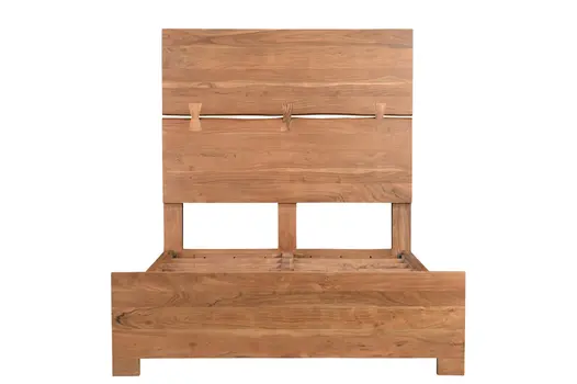 Brown Live Edge Bow Joint Solid Wood Queen Bed Frame