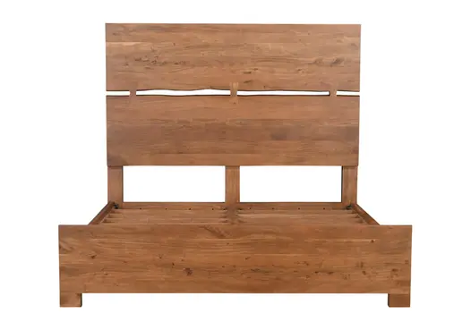 Brown Live Edge Bow Joint Solid Wood King Bed Frame