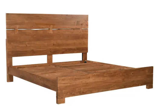 Brown Live Edge Bow Joint Solid Wood King Bed Frame