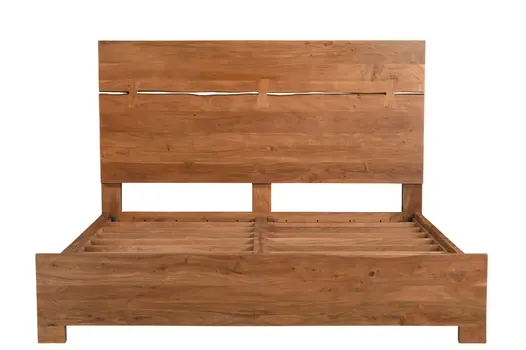 Brown Live Edge Bow Joint Solid Wood King Bed Frame