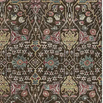 8' X 10' Chocolate Red And Gold Floral Washable Indoor Outdoor Area Rug