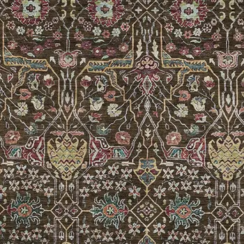 9' X 12' Chocolate Red And Gold Floral Washable Indoor Outdoor Area Rug