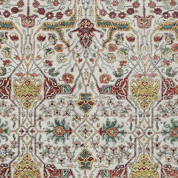 3' X 5' Ivory Red And Green Floral Washable Indoor Outdoor Area Rug