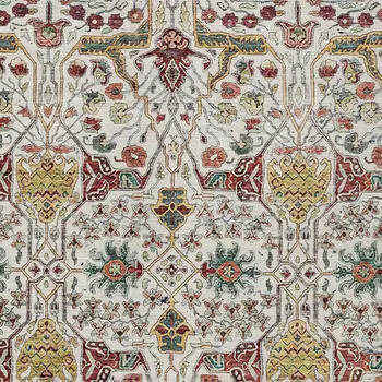 10' X 14' Ivory Red And Green Floral Washable Indoor Outdoor Area Rug