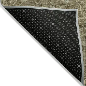 3' X 5' Brown And Beige Floral Washable Indoor Outdoor Area Rug