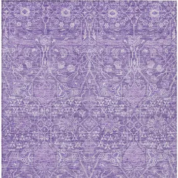 3' X 5' Plum And Lavender Floral Washable Indoor Outdoor Area Rug