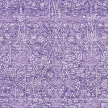 3' X 5' Plum And Lavender Floral Washable Indoor Outdoor Area Rug