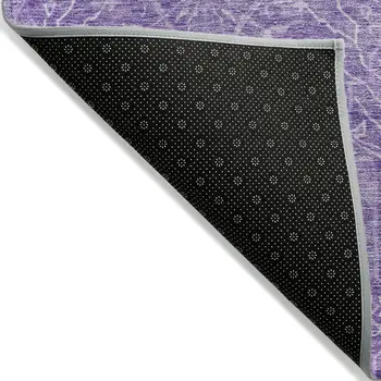 9' X 12' Plum And Lavender Floral Washable Indoor Outdoor Area Rug