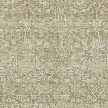 3' X 5' Taupe And Beige Floral Washable Indoor Outdoor Area Rug