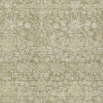 8' X 10' Taupe And Beige Floral Washable Indoor Outdoor Area Rug