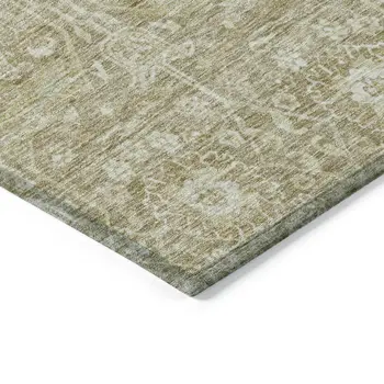 10' X 14' Taupe And Beige Floral Washable Indoor Outdoor Area Rug