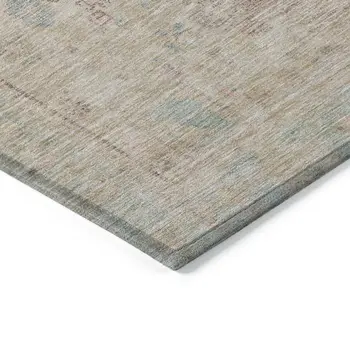 9' X 12' Pink And Sky Blue Oriental Washable Indoor Outdoor Area Rug