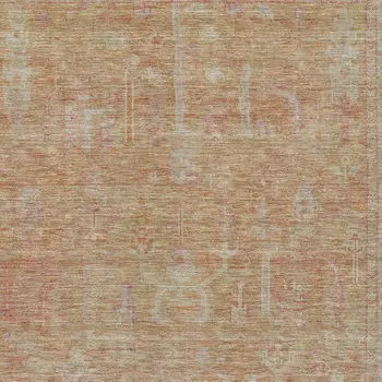 3' X 5' Coral And Beige Oriental Washable Indoor Outdoor Area Rug