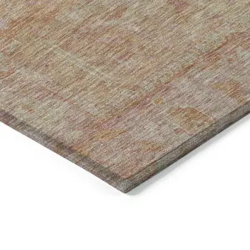 8' Coral And Beige Round Oriental Washable Indoor Outdoor Area Rug