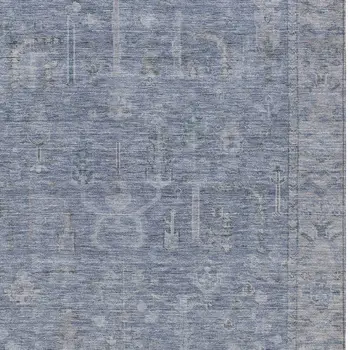 8' X 10' Denim Blue And Gray Oriental Washable Indoor Outdoor Area Rug
