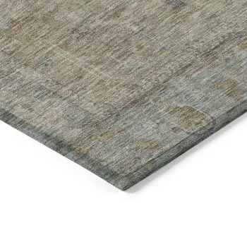5' X 8' Tan Gray And Brown Oriental Washable Indoor Outdoor Area Rug